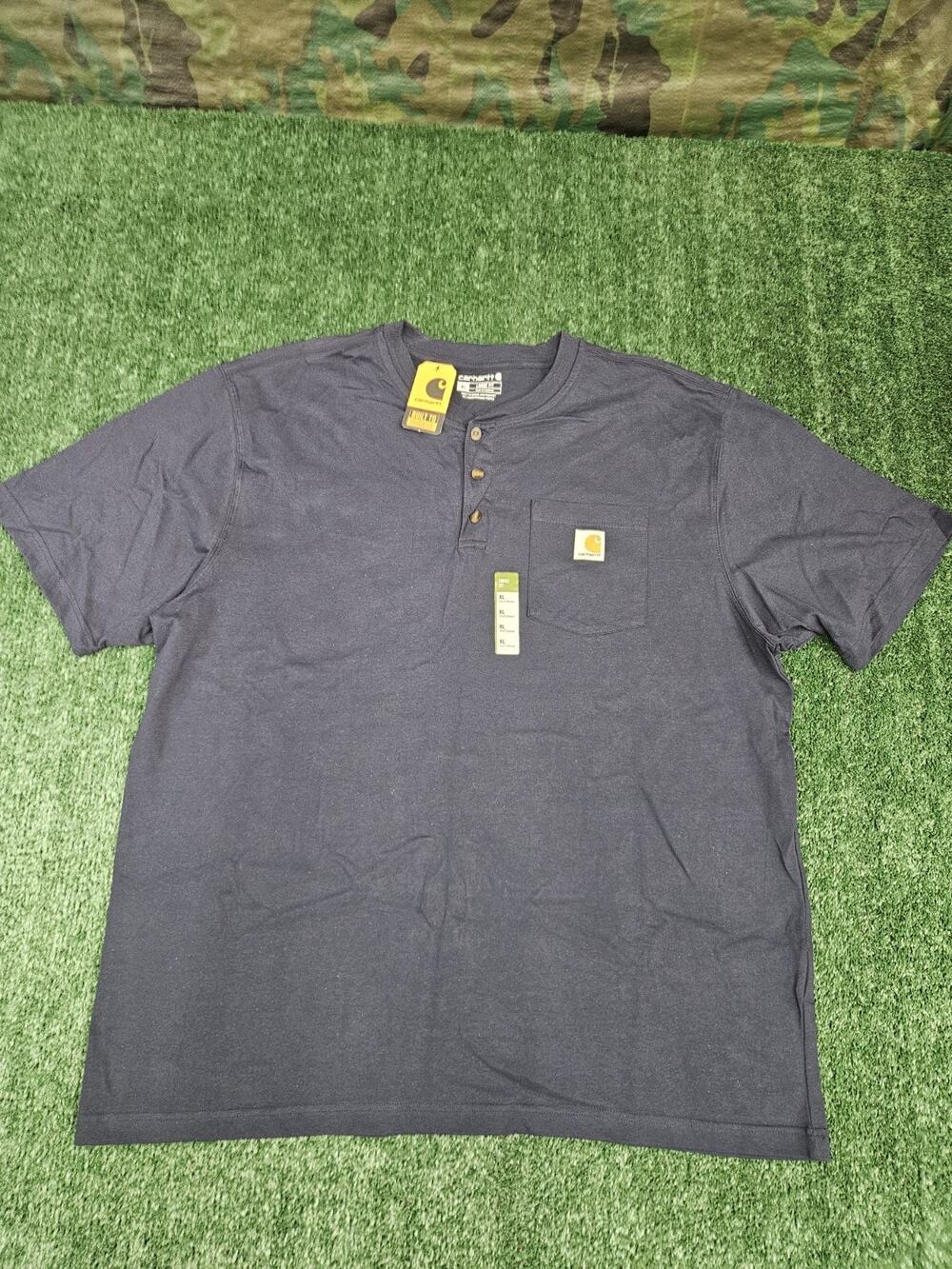 NWT Carhartt Men's XL Loose Fit Henley Short Sleeve T-Shirt Navy Pocket